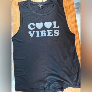 Express 'Cool Vibes' Muscle Black Tank Top Size Medium